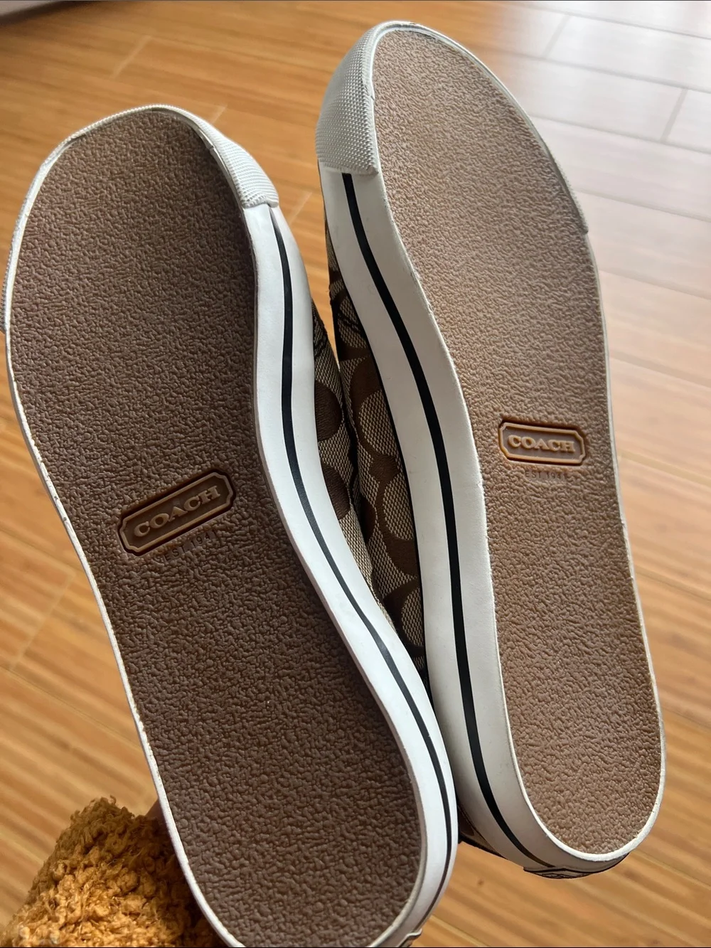 Coach Monogram Canvas Lace-Up Sneakers in Brown and Khaki - Picture 3 of 3